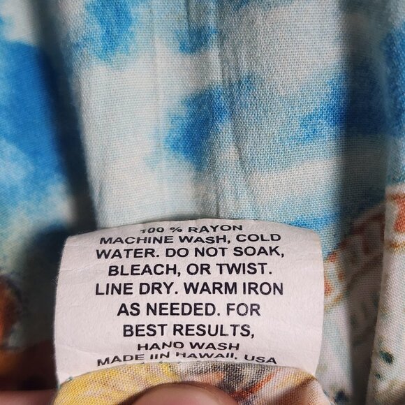Jams World Shirt Womens Small Blue Love Letter Aloha Hawaiian Made in USA Camp - Picture 8 of 11